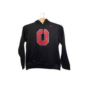 Nike Ohio State Buckeyes Therma-FIT Hoodie Mens Large Black Block O Pullover